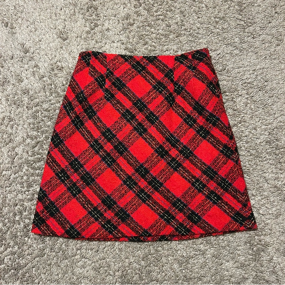 New Wool Country Plaid Red Skirt Women’s Small